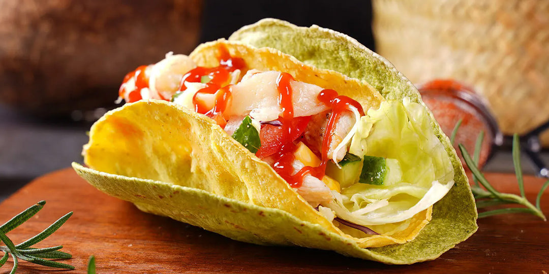 Tacos de pescado con costra de panko