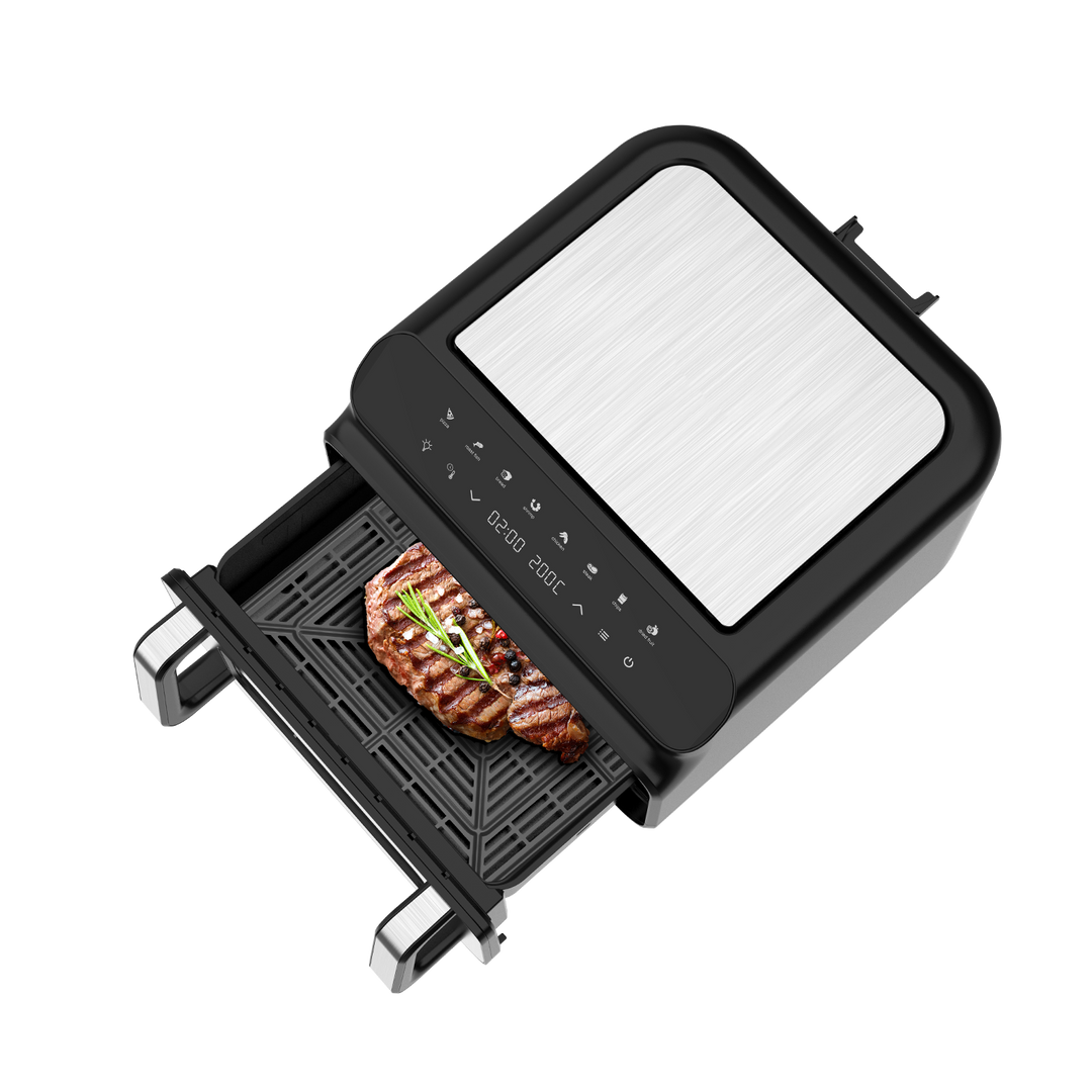 Freidora de Aire 2000W - 10L Freidora Sin Aceite con Ventana Visibl, Negro