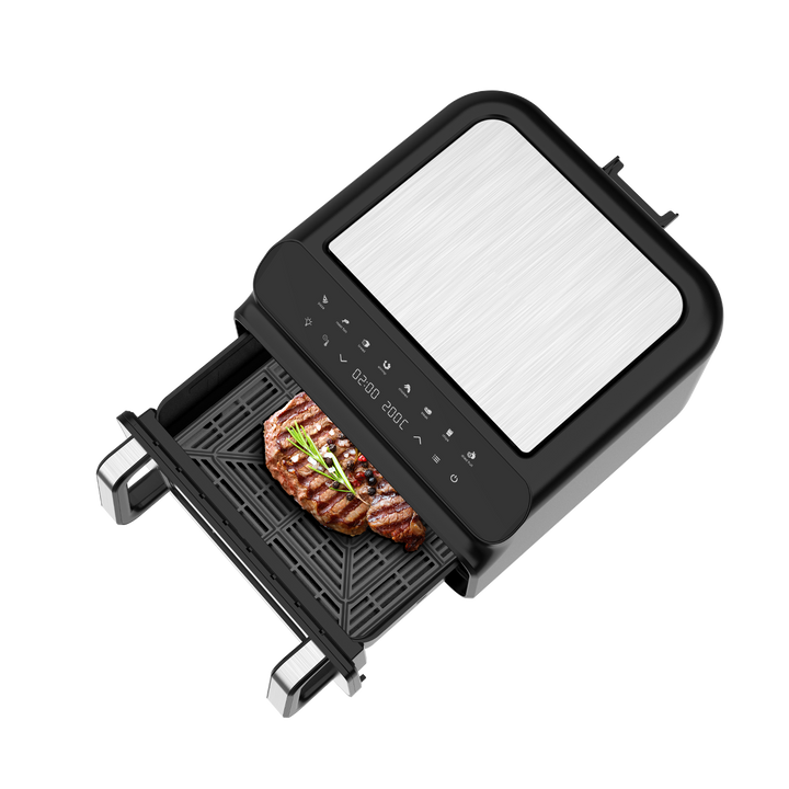 Freidora de Aire 2000W - 10L Freidora Sin Aceite con Ventana Visibl, Negro