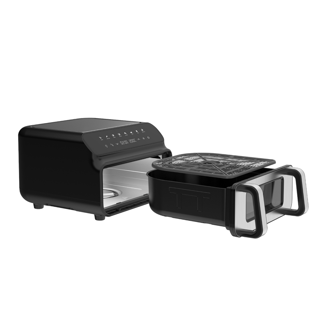 Freidora de Aire 2000W - 10L Freidora Sin Aceite con Ventana Visibl, Negro