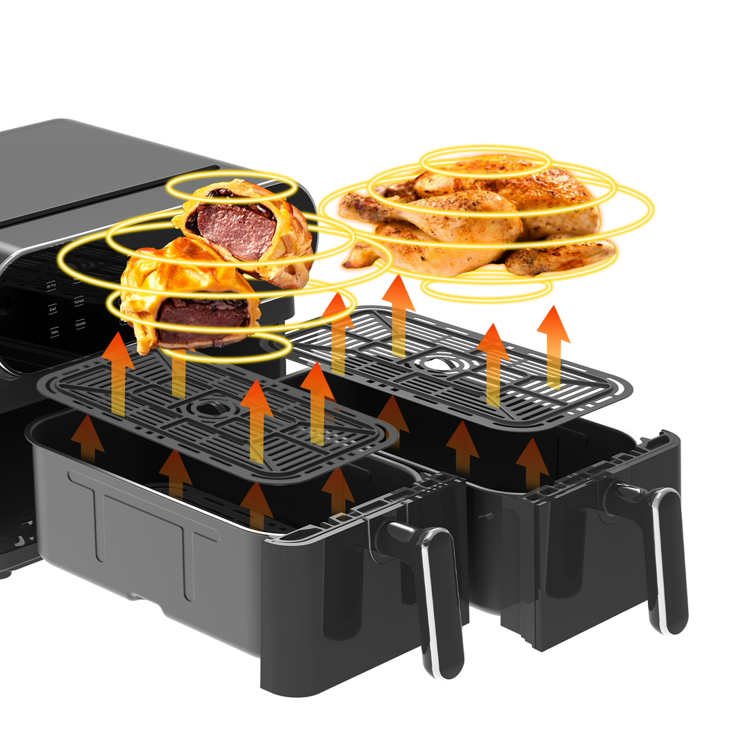 Freidora de Aire Dual Zone AFT11001A 11L – Airfryer 6 en 1, 1700 W