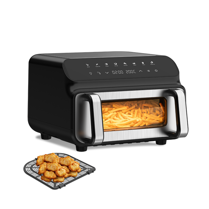 Freidora de Aire 2000W - 10L Freidora Sin Aceite con Ventana Visibl, Negro