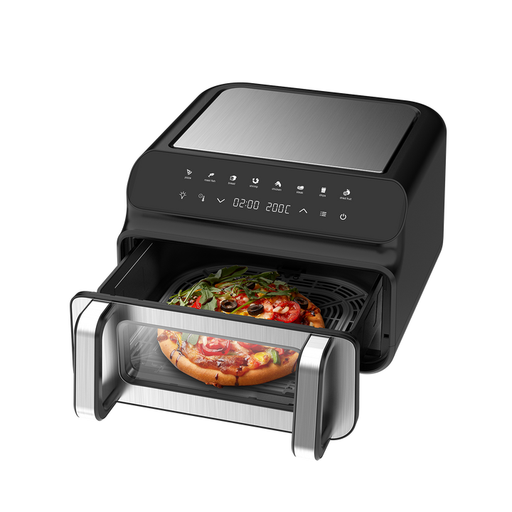 Freidora de Aire 2000W - 10L Freidora Sin Aceite con Ventana Visibl, Negro