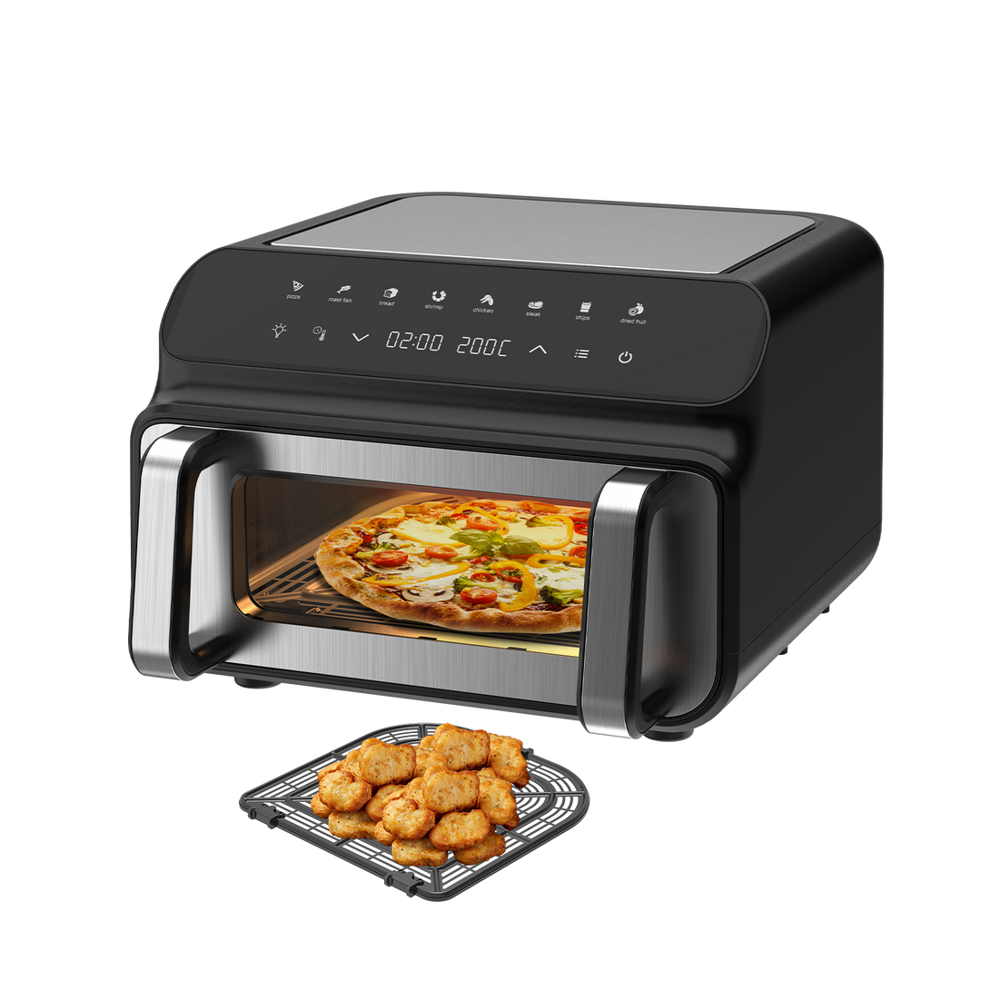 Freidora de Aire 2000W - 10L Freidora Sin Aceite con Ventana Visibl, Negro